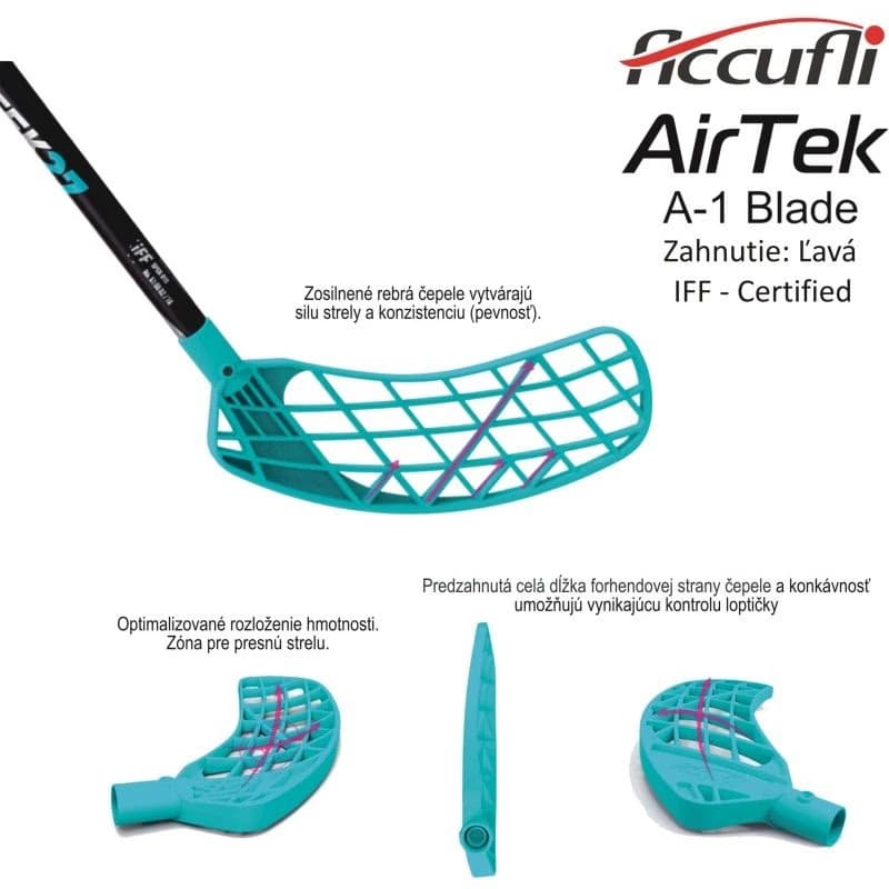 Florbalová hokejka ACCUFLI AirTek IFF A27-100 Teal R 3