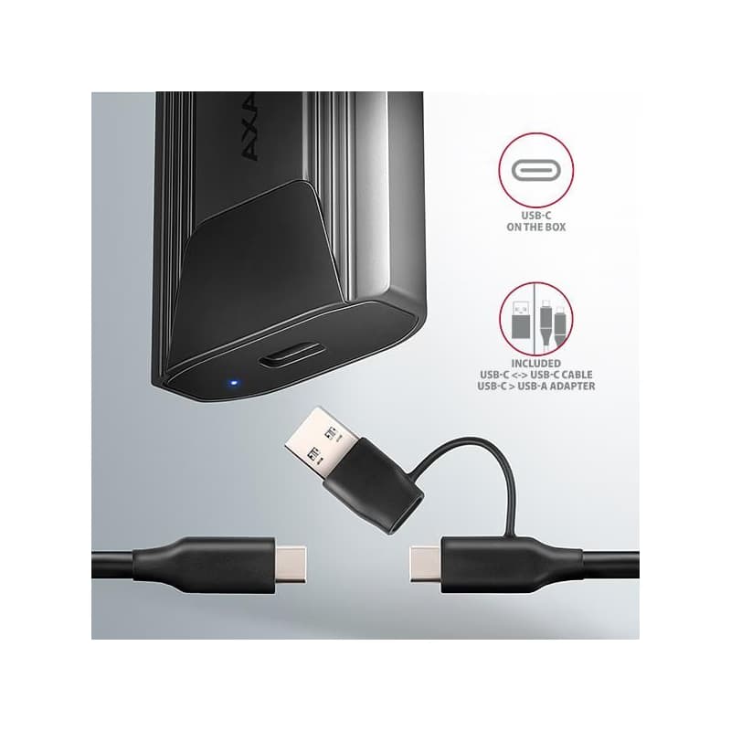 AXAGON EEM2-GTS2, 10Gbps USB-C - M.2 NVMe & SATA SSD kovový THIN box, bezskrutkový 6