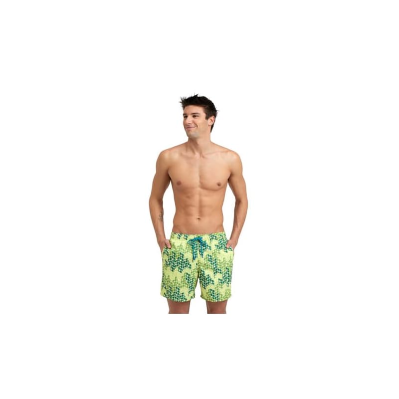 Pánske plavky ARENA MENS BEACH BOXER ALLOVER-610-soft green multi 1