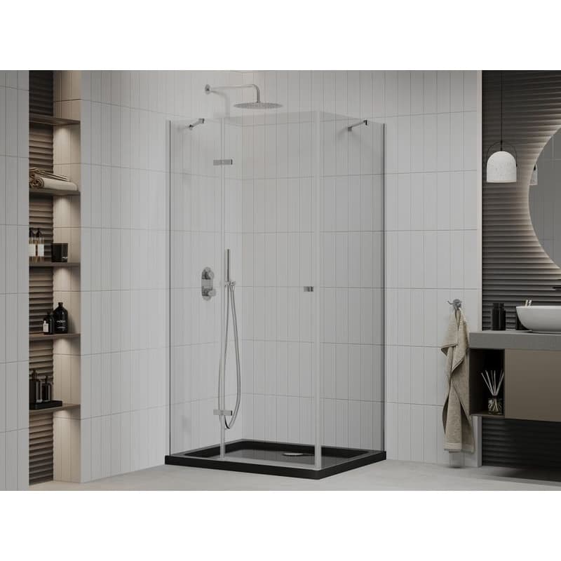 MEXEN/S - Roma sprchovací kút 100x80, transparent, chróm + čierna vanička so sifónom 854-100-080-01-00-4070 2