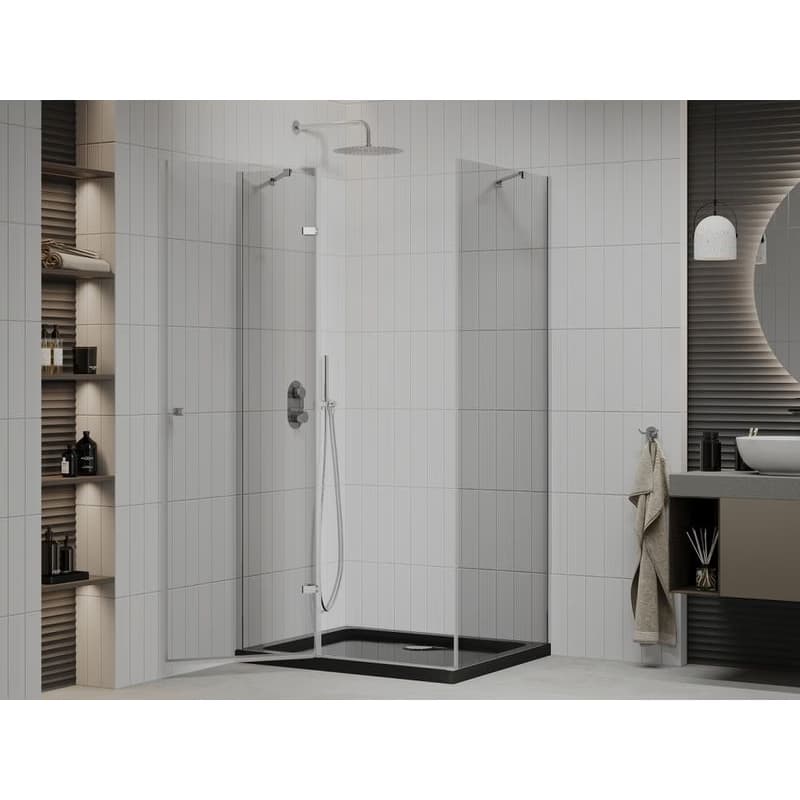 MEXEN/S - Roma sprchovací kút 100x80, transparent, chróm + čierna vanička so sifónom 854-100-080-01-00-4070 3