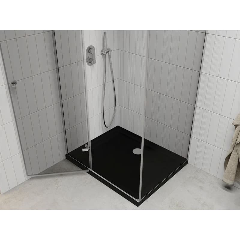 MEXEN/S - Roma sprchovací kút 100x80, transparent, chróm + čierna vanička so sifónom 854-100-080-01-00-4070 5