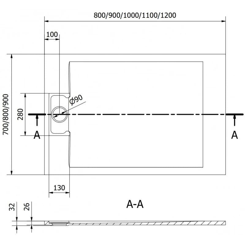 MEXEN - Otto obdĺžniková sprchová vanička SMC 110 x 90, čierna 4N709011 6