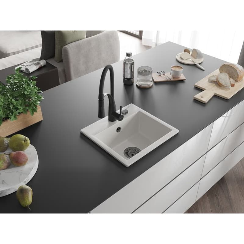 MEXEN/S MEXEN/S - Milo granitový drez 1-miska vrátane batérie Aster, biela 6505-20-73450-70-B 2