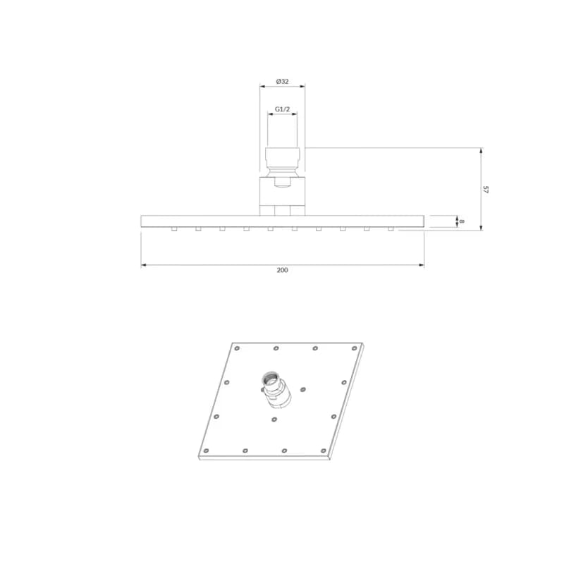 OMNIRES - SLIMLINE dažďová sprcha, 20 x 20 cm chróm /CR/ WG220CR 3