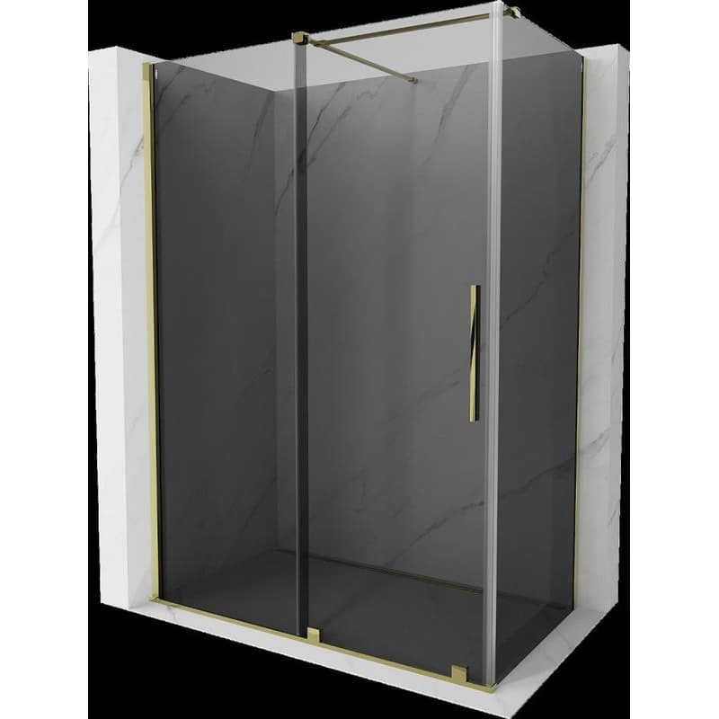 MEXEN/S - Velár sprchovací kút, posuvné dvere 150 x 80, grafit, zlato 871-150-080-41-50