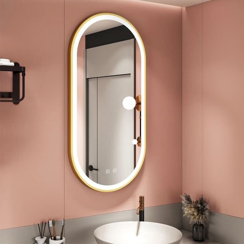 REA - Zrkadlo LED OVL 50x100cm Brush Gold HOM-02506 2