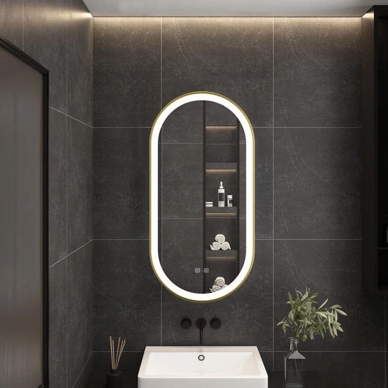 REA - Zrkadlo LED OVL 50x100cm Brush Gold HOM-02506 4