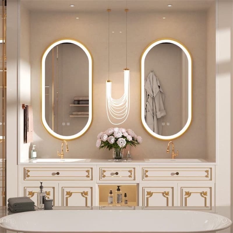 REA - Zrkadlo LED OVL 50x100cm Brush Gold HOM-02506 5
