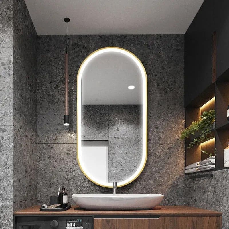 REA - Zrkadlo LED OVL 50x100cm Brush Gold HOM-02506 6