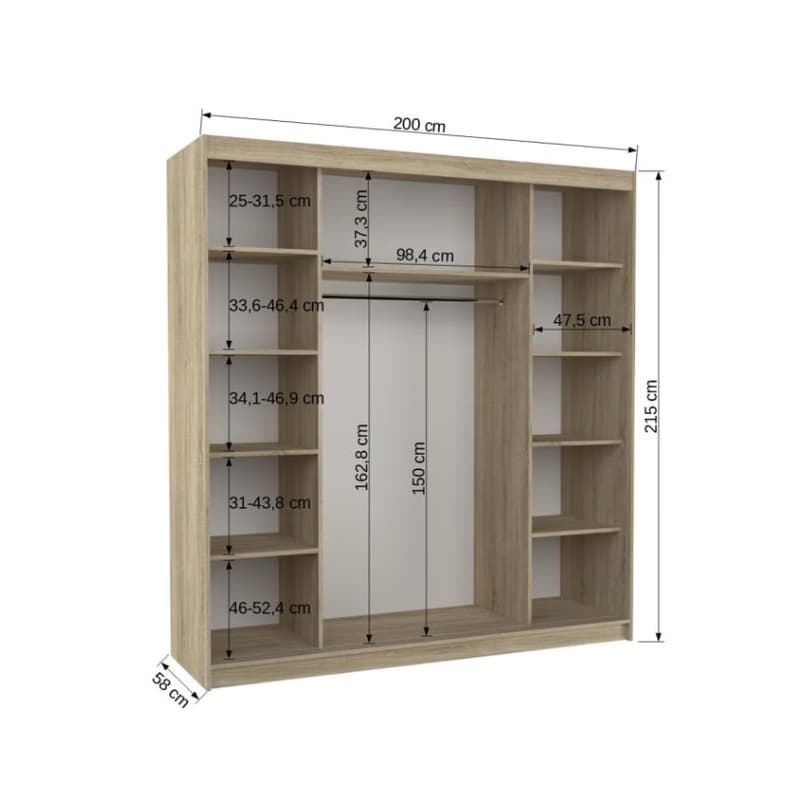 ArtAdrk Šatníková skriňa  BERGEN  | biela 200 cm 4