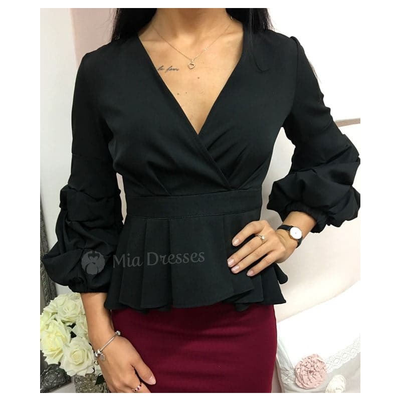 Čierny krátky peplum top Veľkosť: M 1