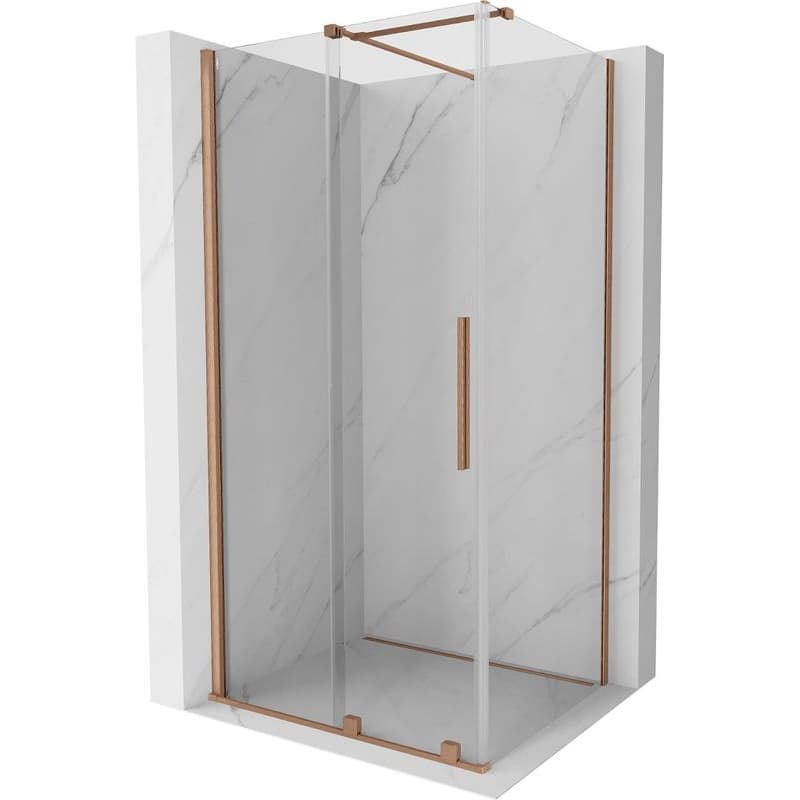 MEXEN/S - Velár sprchovací kút 90 x 100, transparent, kartáčovaná meď 871-090-100-01-65