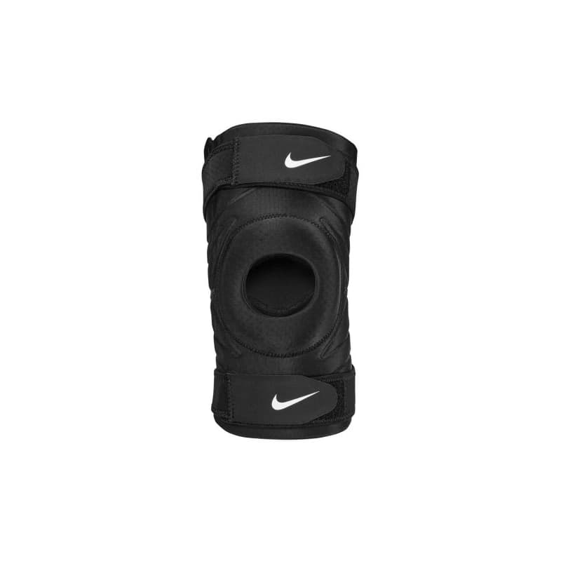 Fitness chránič NIKE PRO OPEN KNEE SLEEVE WITH STRAP BLACK WHITE