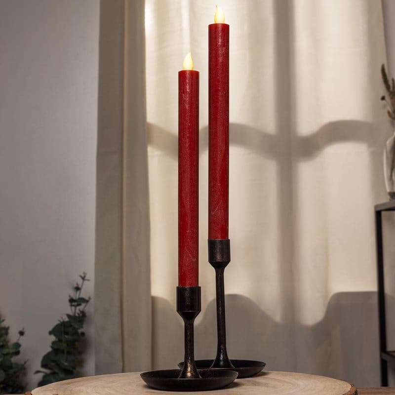 Vysoké voskové sviečky LED, 2 ks, bordová farba 1