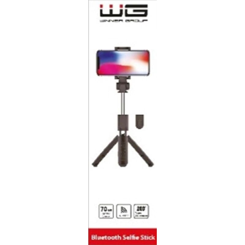 WG - Selfie tyč WG 6, Selfie tyč + tripod, teleskopická, s bluetooth tlačidlom, čierna 1