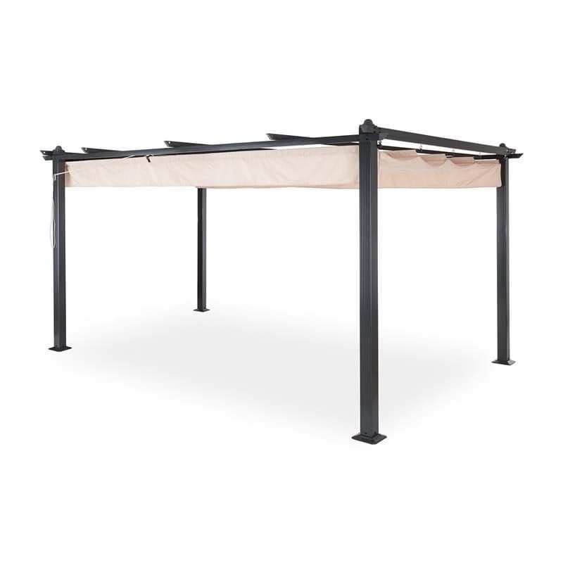 Blumfeldt Pantheon, pergola, prístrešok, 3 x 4 m, hliník, strieška proti slnku, polyester, béžová 1