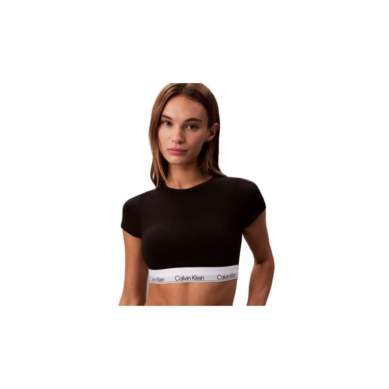 Dámsky top s&nbsp;podprsenkou CALVIN KLEIN T-Shirt Bralette Icon Cotton Modal black 1