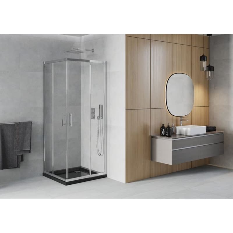 MEXEN/S - Rio sprchovací kút 70x70, transparent, chróm + vanička so sifónom 860-070-070-01-00-4070 2
