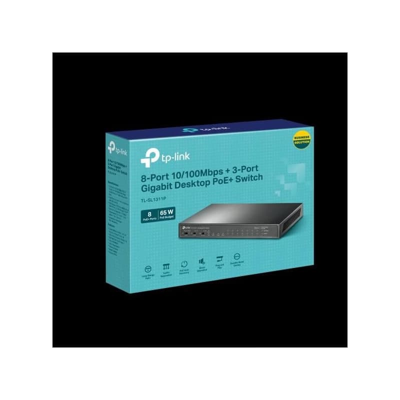 TP-Link Switch TL-SL1311P 8x LAN/PoE+, 2x GLAN, 1x SFP, 65W 3