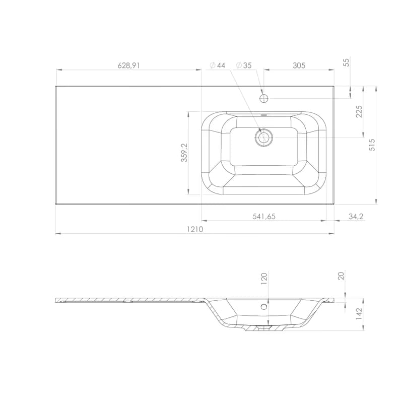 SAPHO - LOREA skrinka 120x46x51,5cm (30+90cm), pravá, biela matná LE090-3131-R-01 4