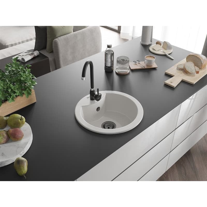 MEXEN/S MEXEN/S - Diego granitový drez 1 488 x 480 mm, biela, + sifón grafit 6512481000-20-B 2