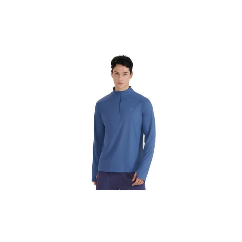 Pánske bežecké tričko s dlhým rukávom 4F LONGSLEEVE FNK-WSS25TFLOM327-32S-DENIM