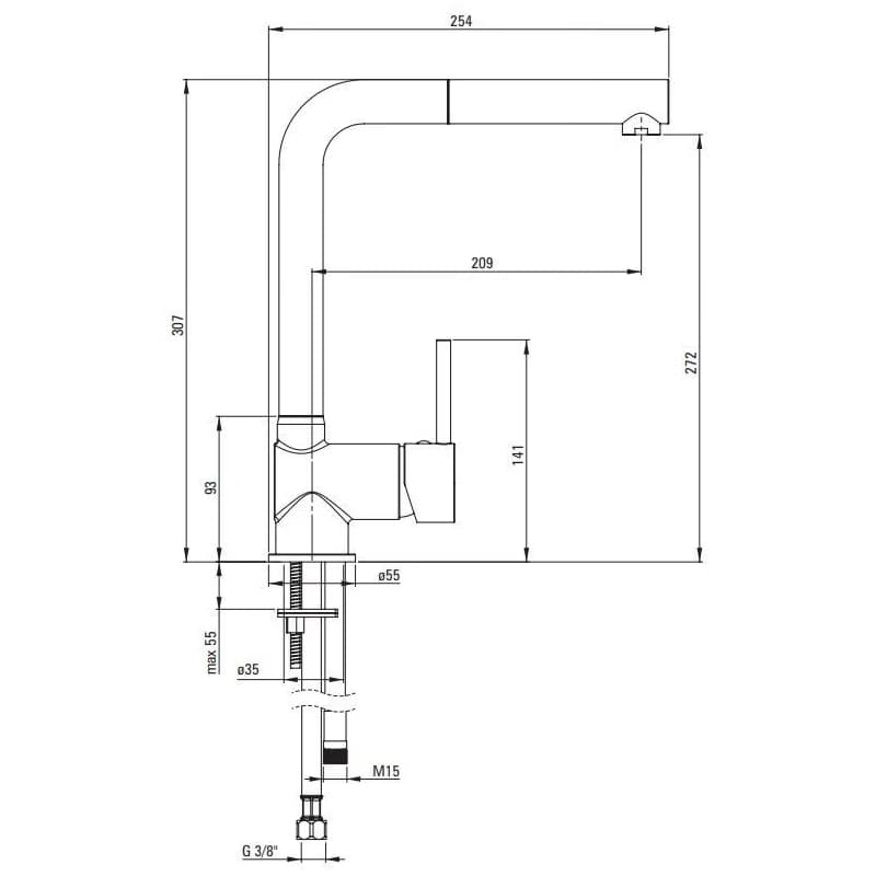 DEANTE - Aster bianco Kuchynská batéria, s vyťahovacou hubicou BCA_A73M 2
