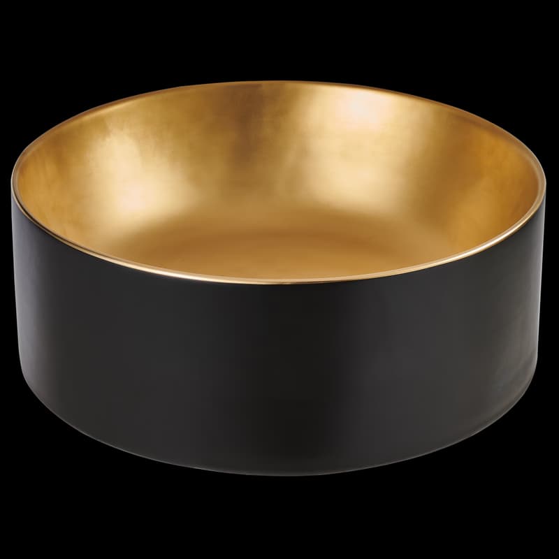 INVENA - Umývadlo na dosku KETO 42 cm, čierna/zlatá CE-14-017-C