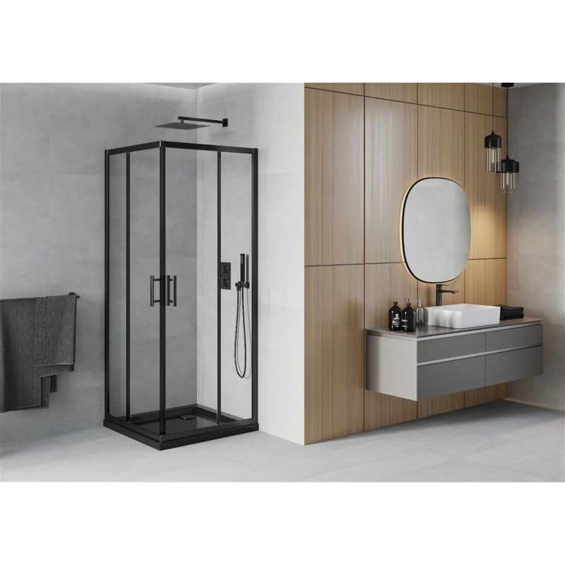 MEXEN/S - Rio sprchovací kút 80 x 80, transparent, čierna + vanička vrátane sifónu 860-080-080-70-00-4070B 2