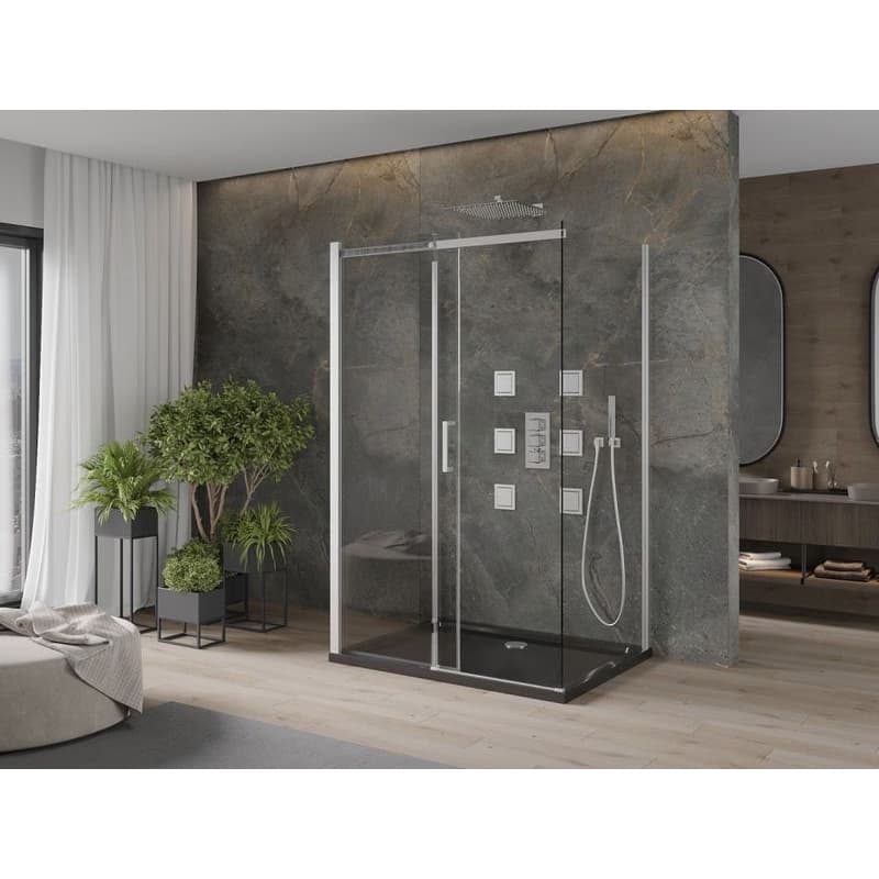 MEXEN/S - OMEGA sprchovací kút 3-stenný 100x80, transparent, chróm + vanička vrátane sifónu 825-100-080-01-00-3s-4070 2