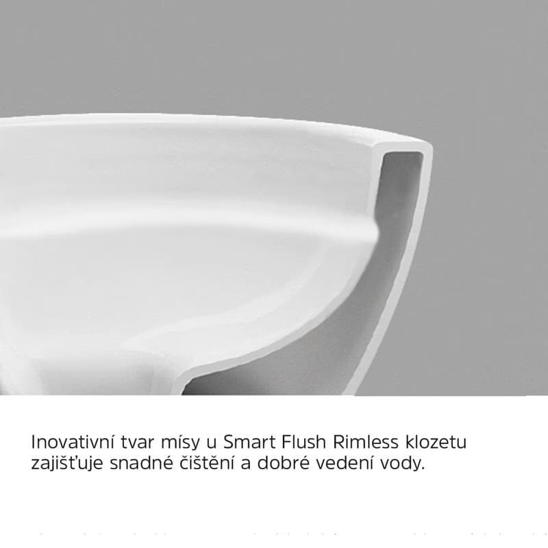 Mereo WC závesné kapotované, Smart Flush RIMLESS, 4490x370x360, keramické, vr. sedátka CSS123 VSD82T1 5