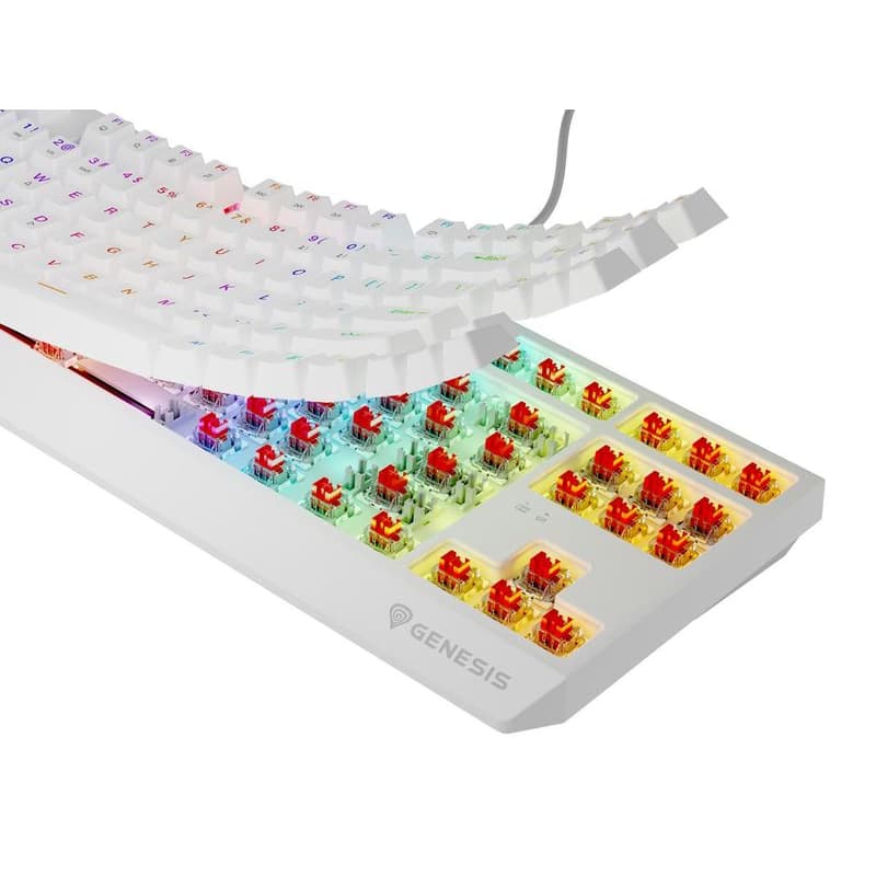 Genesis herná klávesnica THOR 230/TKL/RGB/Outemu Red/Drôtová USB/US layout/Biela 5