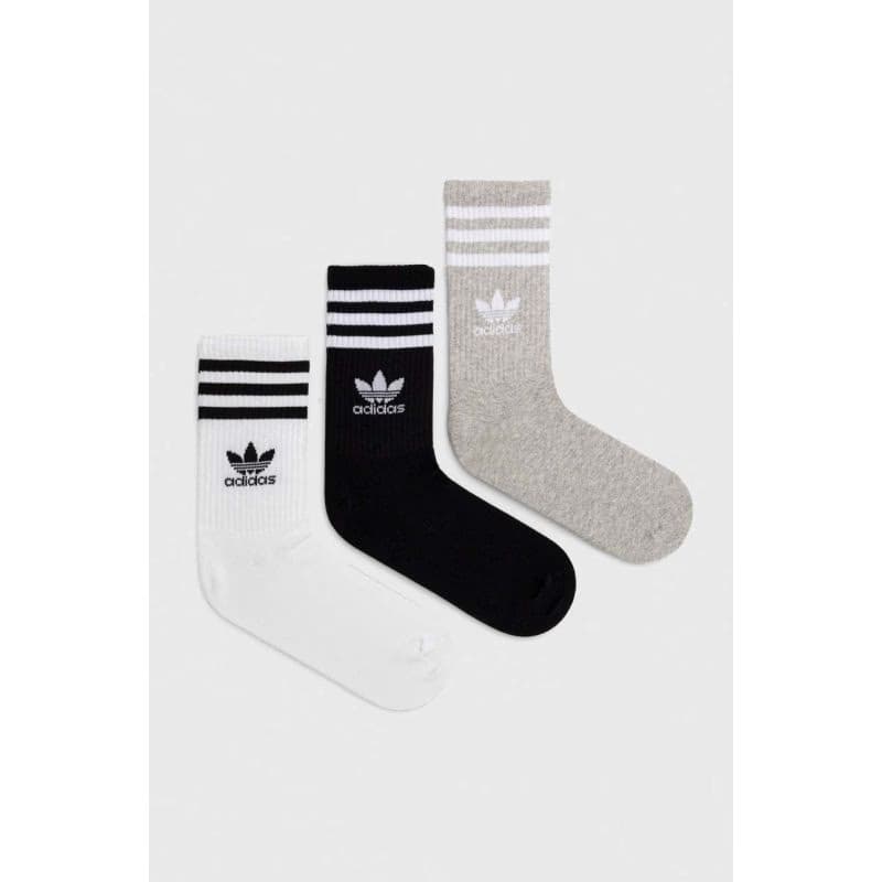 Ponožky ADIDAS ORIGINALS 3 PACK-CREW SOCK-WHITE MGREYH BLACK 2