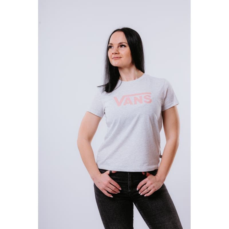 Dámske tričko s krátkym rukávom VANS WM DROP V SS CREW-B WHITE HEATHER 2
