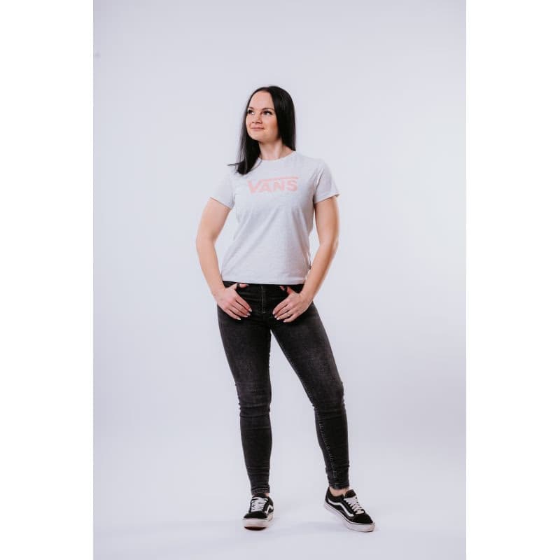Dámske tričko s krátkym rukávom VANS WM DROP V SS CREW-B WHITE HEATHER 4