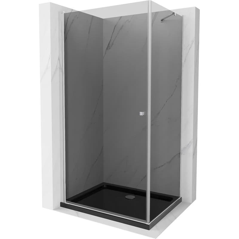 MEXEN/S - Pretória sprchovací kút 80x70, grafit, chróm + sprchová vanička vrátane sifónu 852-080-070-01-40-4070