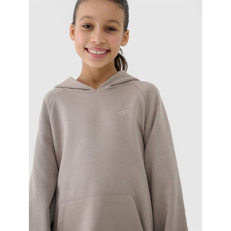 Dievčenská mikina s kapucňou 4F JUNIOR SWEATSHIRT-JWSS25TSWSF1478-83S-BEIGE 2