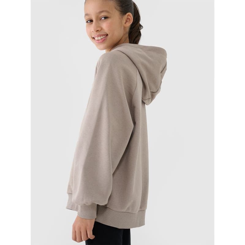 Dievčenská mikina s kapucňou 4F JUNIOR SWEATSHIRT-JWSS25TSWSF1478-83S-BEIGE 3