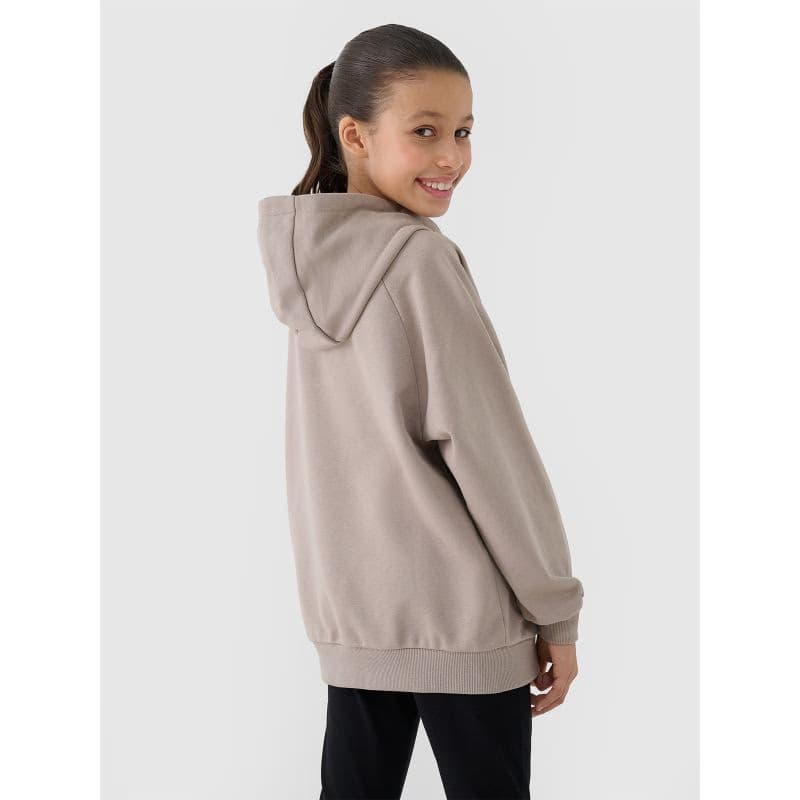 Dievčenská mikina s kapucňou 4F JUNIOR SWEATSHIRT-JWSS25TSWSF1478-83S-BEIGE 4