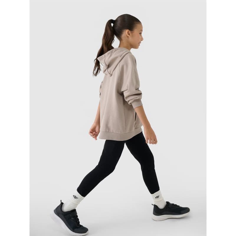 Dievčenská mikina s kapucňou 4F JUNIOR SWEATSHIRT-JWSS25TSWSF1478-83S-BEIGE 5