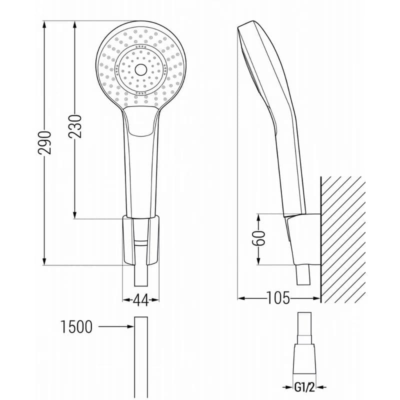 MEXEN/S - Pecos R05 vaňová batéria so sprchou set, čierna 7273R05-70 3