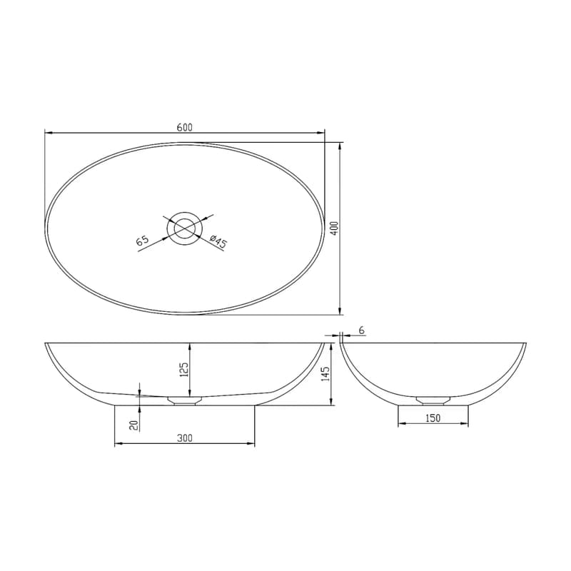 POLYSAN - BANERA OVAL umývadlo na dosku, liaty mramor, 60x40cm, biela 14397 2