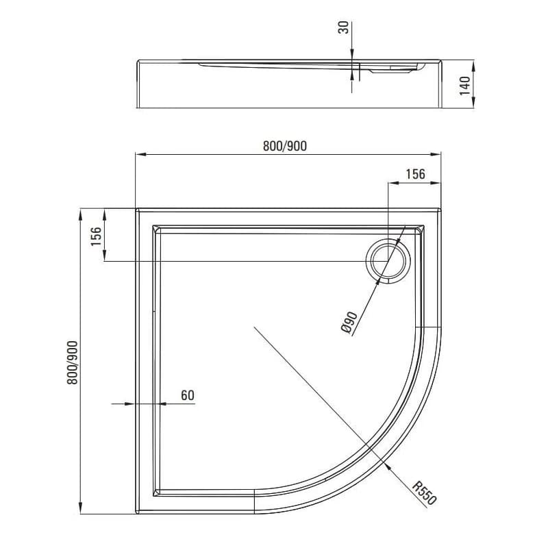 DEANTE - Jasmin plus biela - Akrylátová sprchová vanička, polguľatá, 80 cm KTJ_054B 4