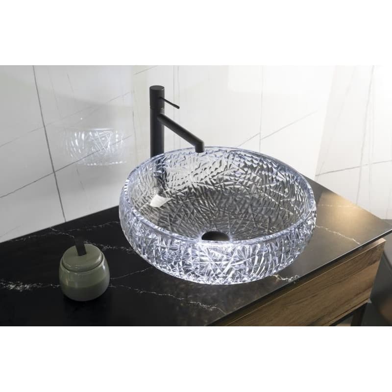 SAPHO - GAVIOTA gravírované sklenené umývadlo na dosku primer 42cm, čierna TY306 4