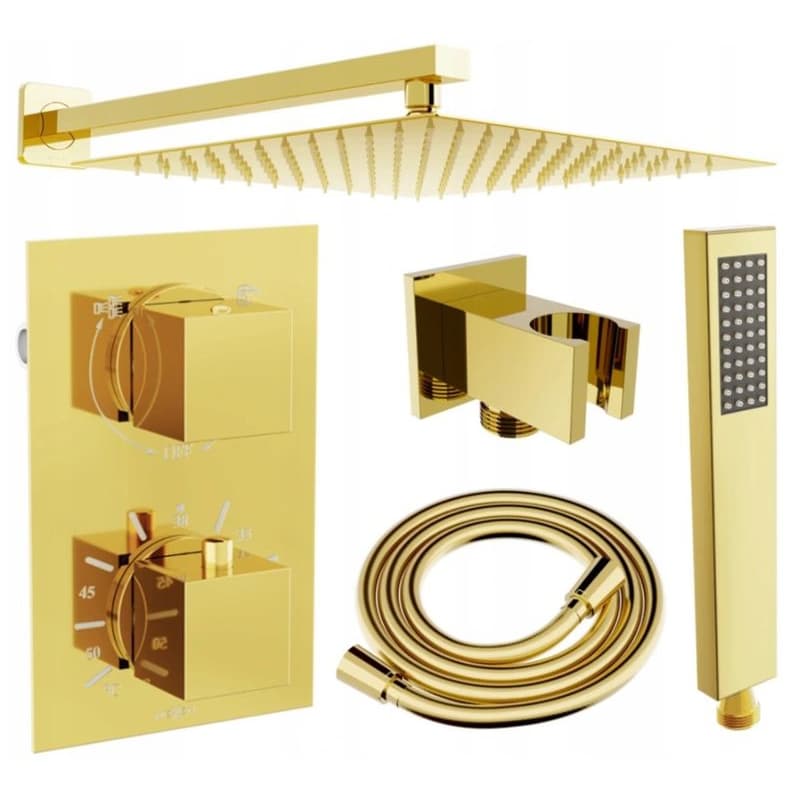 MEXEN/S MEXEN/S - Cube DR02 podomietkový sprchový SET + slim sprcha 25, zlatý 77502DR0225-50 1