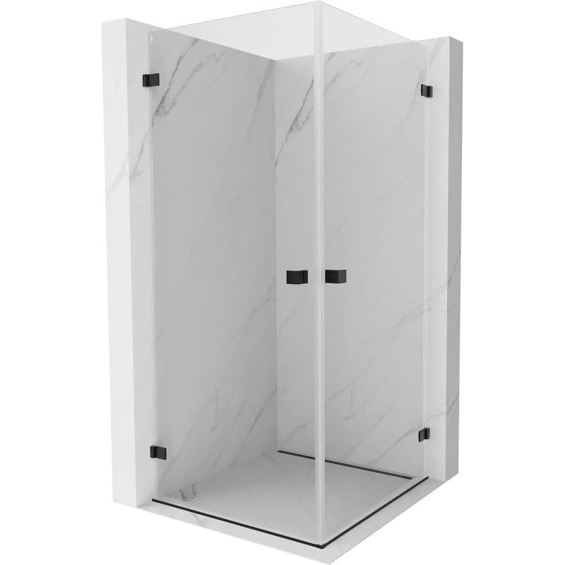 MEXEN/S - Lunar-B Duo sprchovací kút dvere krídlové 80 x 80, transparent, čierna 832-080L-080P-70-00