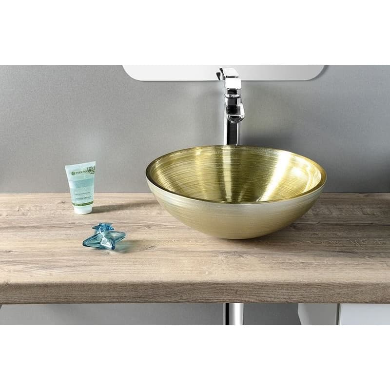SAPHO - MURANO SOFT BROWN sklenené umývadlo na dosku, priemer 40cm, zlatá/strieborna AL5318-67 4