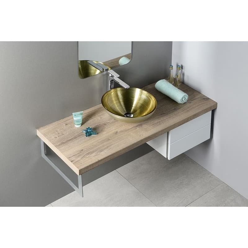SAPHO - MURANO SOFT BROWN sklenené umývadlo na dosku, priemer 40cm, zlatá/strieborna AL5318-67 5
