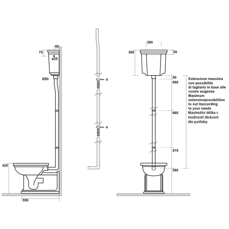KERASAN - WALDORF trubka k nádržke, chróm 757390 2